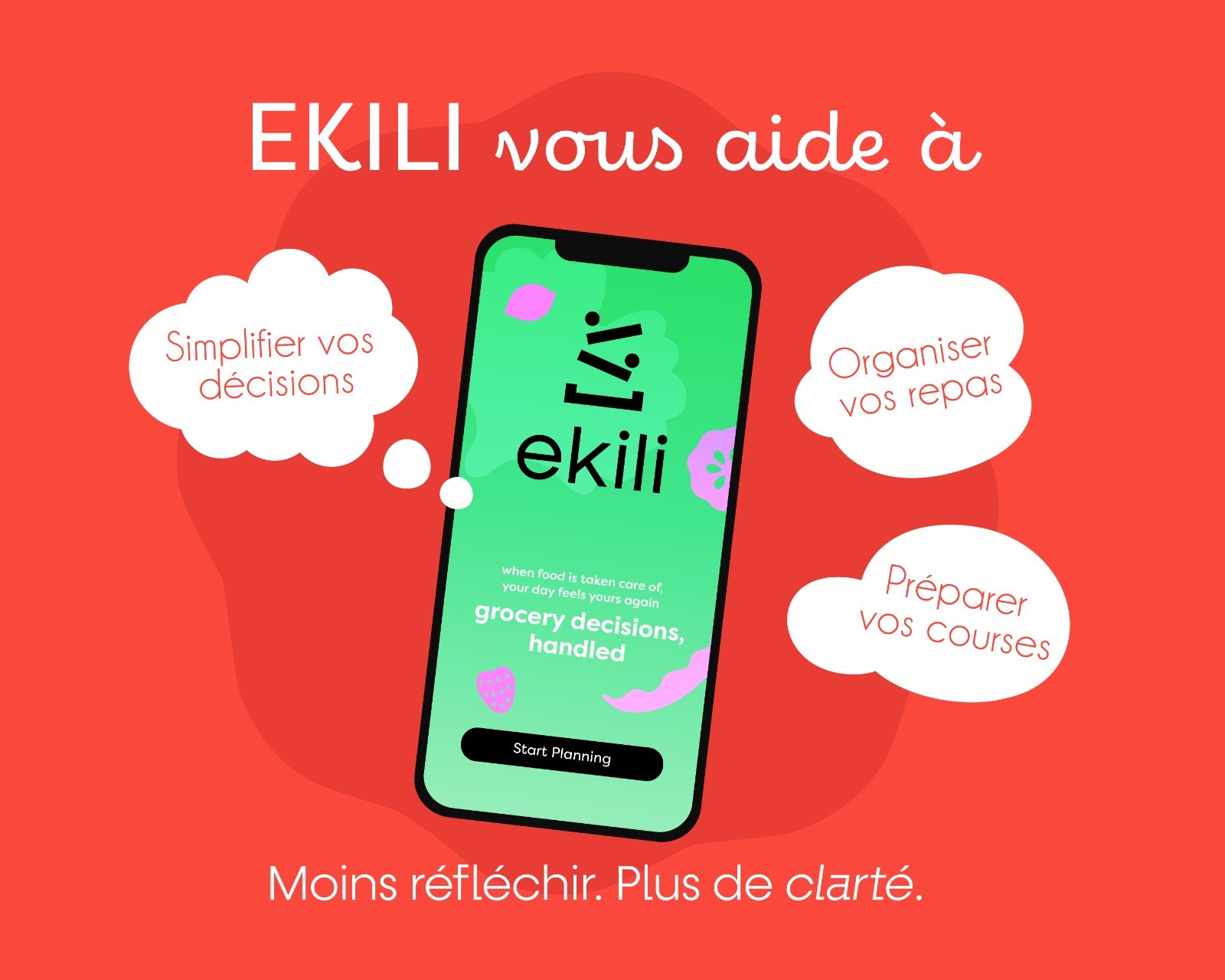 EKILI vous aide à simplifier vos décisions, organiser vos repas, préparer vos courses.